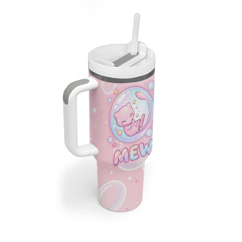 Mew Tumbler With Handle Pastel Kawaii Bubble Art