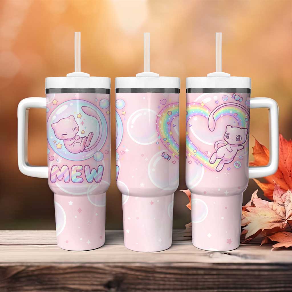 Mew Tumbler With Handle Pastel Kawaii Bubble Art