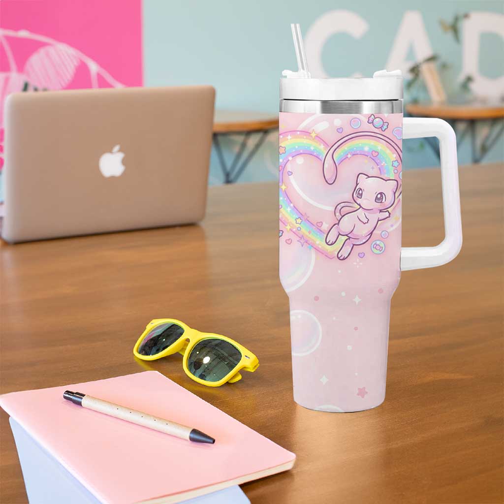 Mew Tumbler With Handle Pastel Kawaii Bubble Art