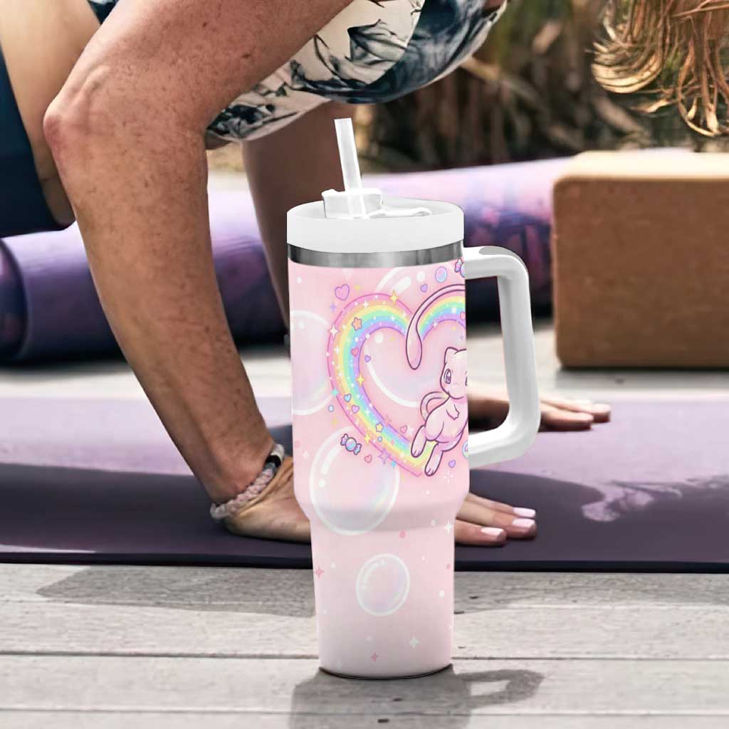 Mew Tumbler With Handle Pastel Kawaii Bubble Art