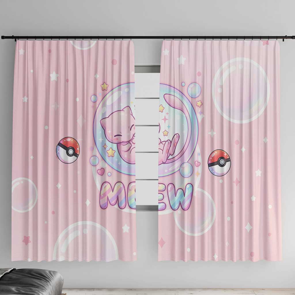 Mew Window Curtain Pastel Kawaii Bubble Art