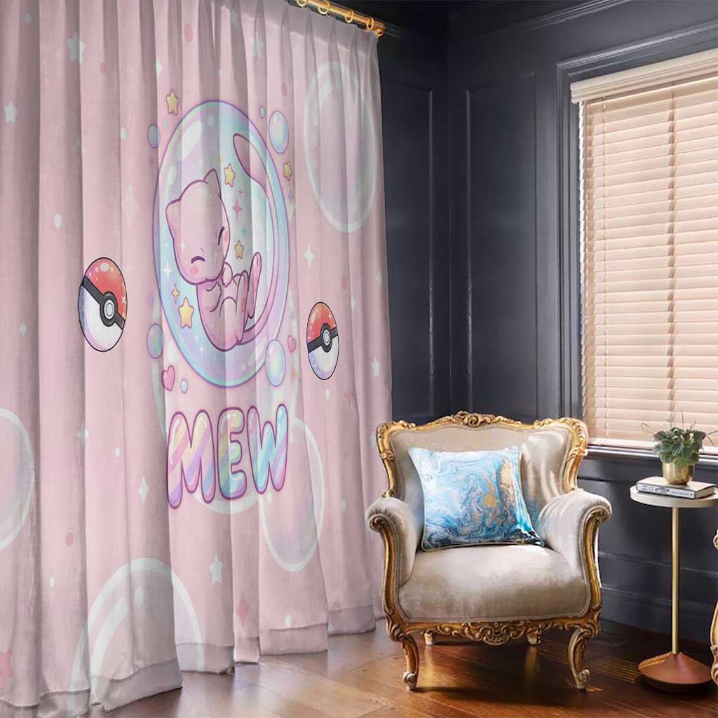 Mew Window Curtain Pastel Kawaii Bubble Art