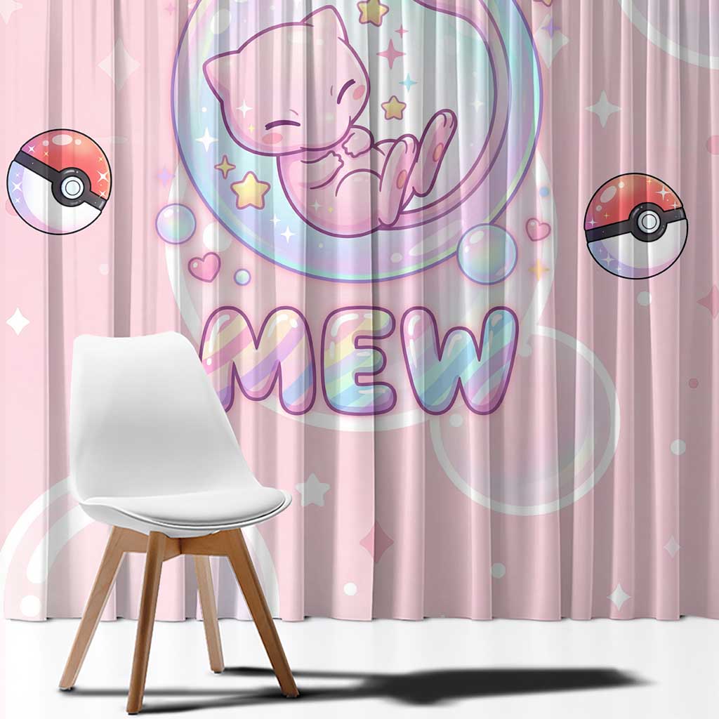 Mew Window Curtain Pastel Kawaii Bubble Art