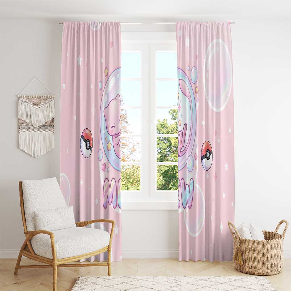 Mew Window Curtain Pastel Kawaii Bubble Art