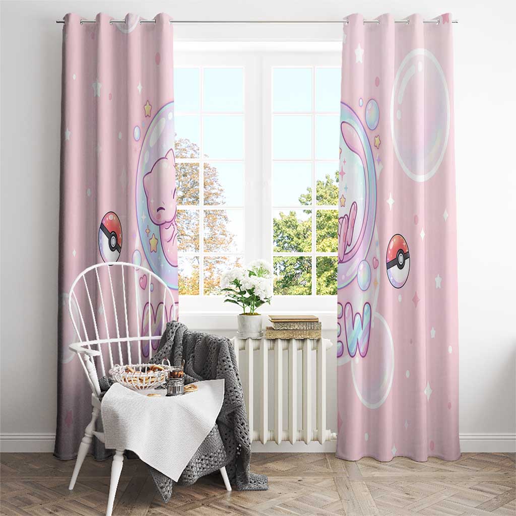 Mew Window Curtain Pastel Kawaii Bubble Art