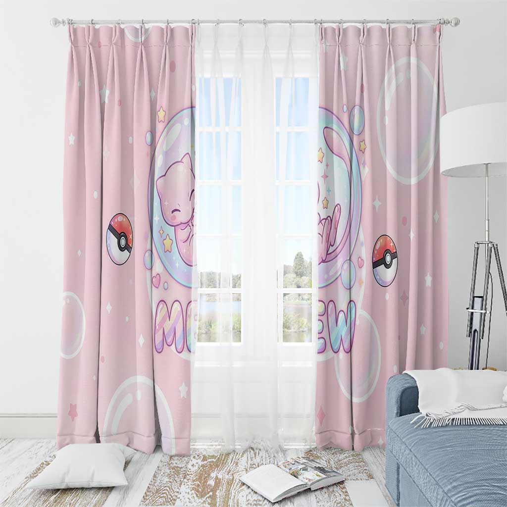 Mew Window Curtain Pastel Kawaii Bubble Art