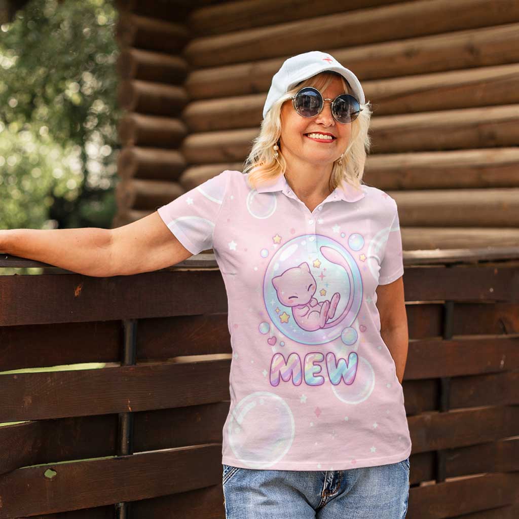 Mew Women Polo Shirt Pastel Kawaii Bubble Art