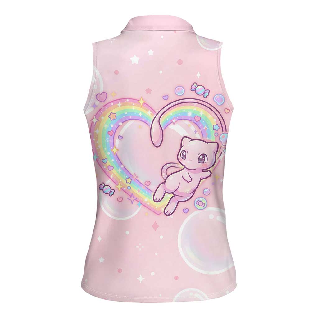 Mew Women Sleeveless Polo Shirt Pastel Kawaii Bubble Art
