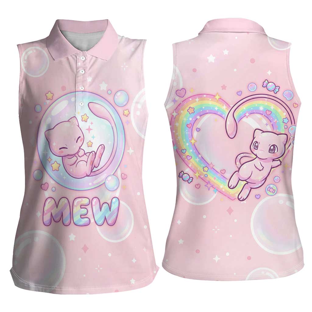 Mew Women Sleeveless Polo Shirt Pastel Kawaii Bubble Art