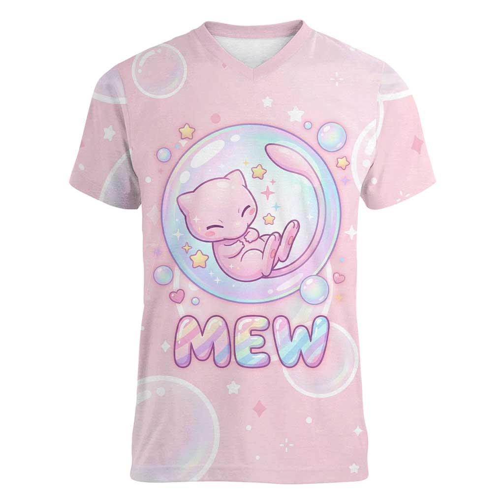 Mew Women V-Neck T-Shirt Pastel Kawaii Bubble Art