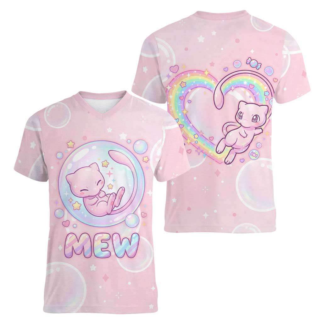 Mew Women V-Neck T-Shirt Pastel Kawaii Bubble Art