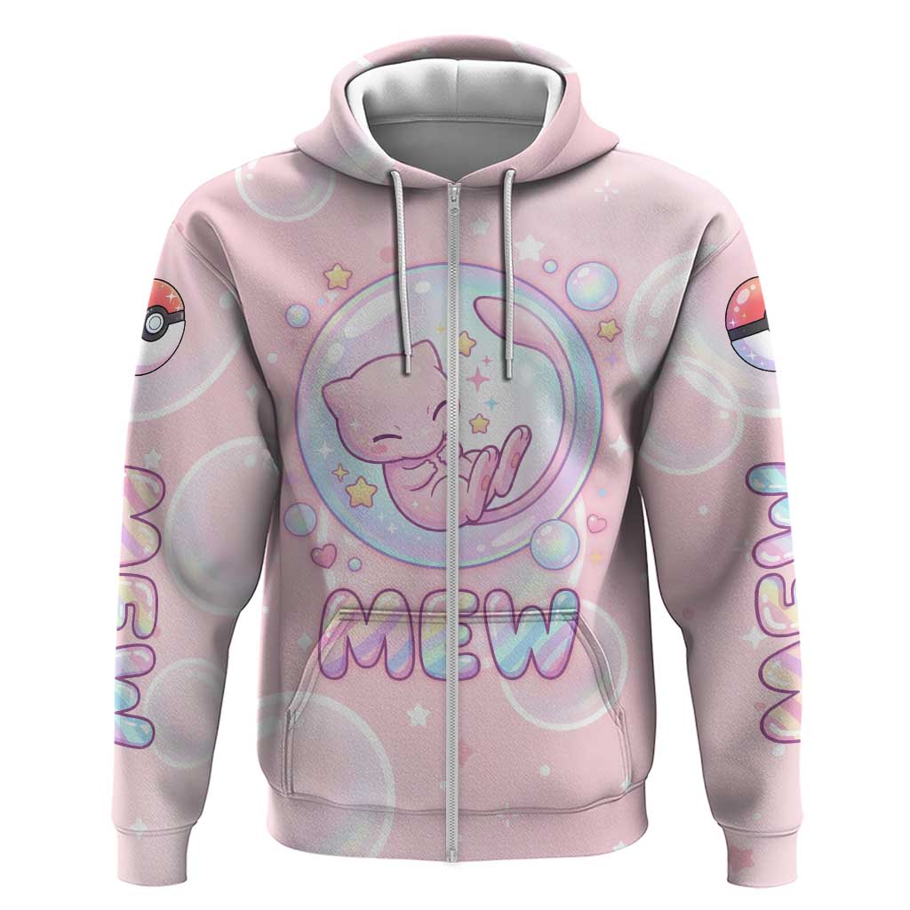 Mew Zip Hoodie Pastel Kawaii Bubble Art