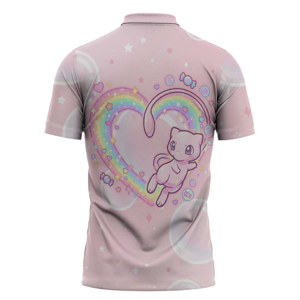 Mew Zipper Polo Shirt Pastel Kawaii Bubble Art