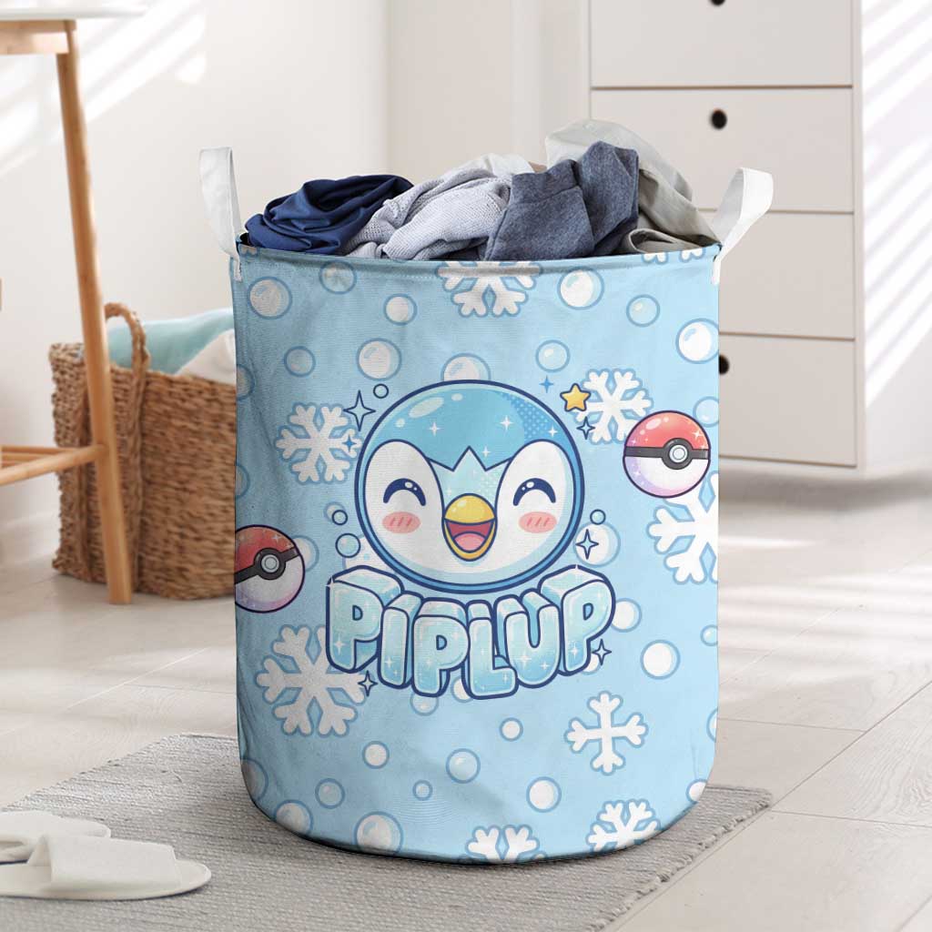 Piplup Laundry Basket Cute Winter Snowflake Art