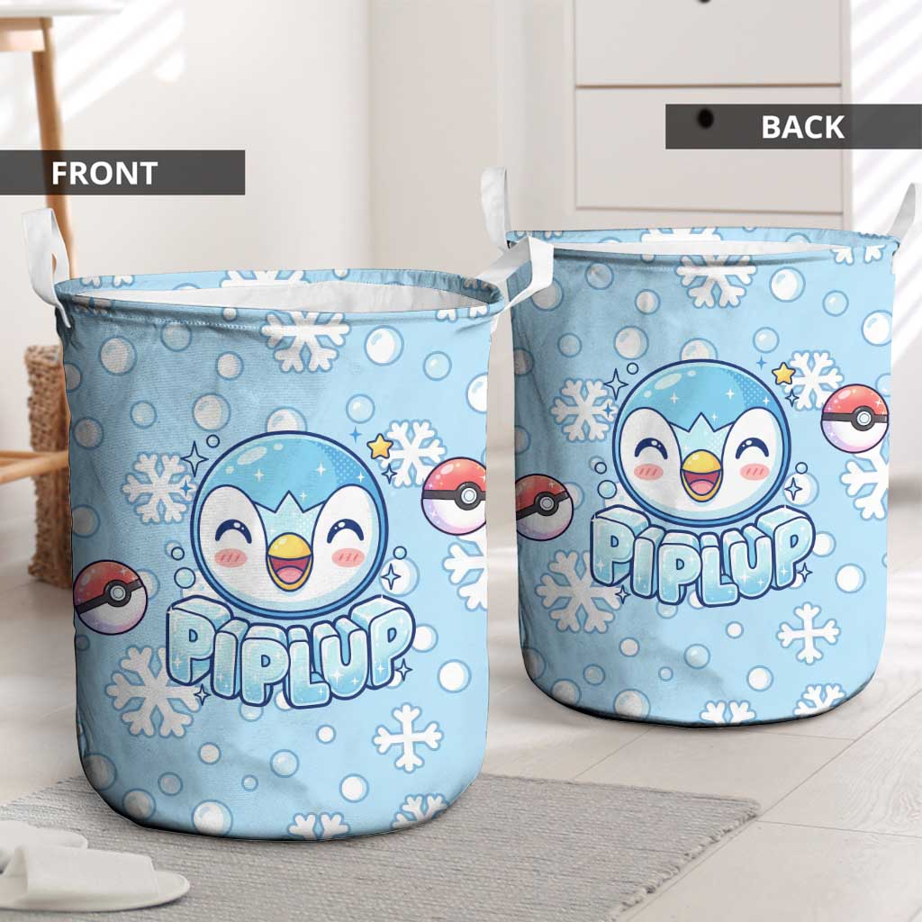 Piplup Laundry Basket Cute Winter Snowflake Art