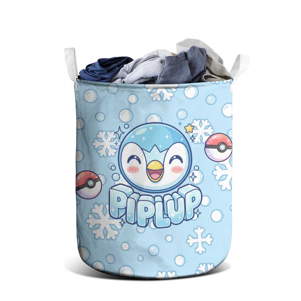Piplup Laundry Basket Cute Winter Snowflake Art