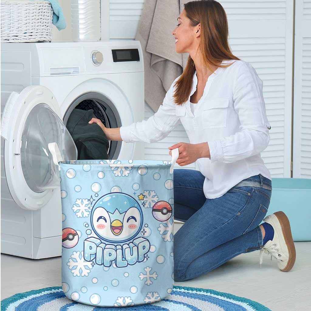 Piplup Laundry Basket Cute Winter Snowflake Art