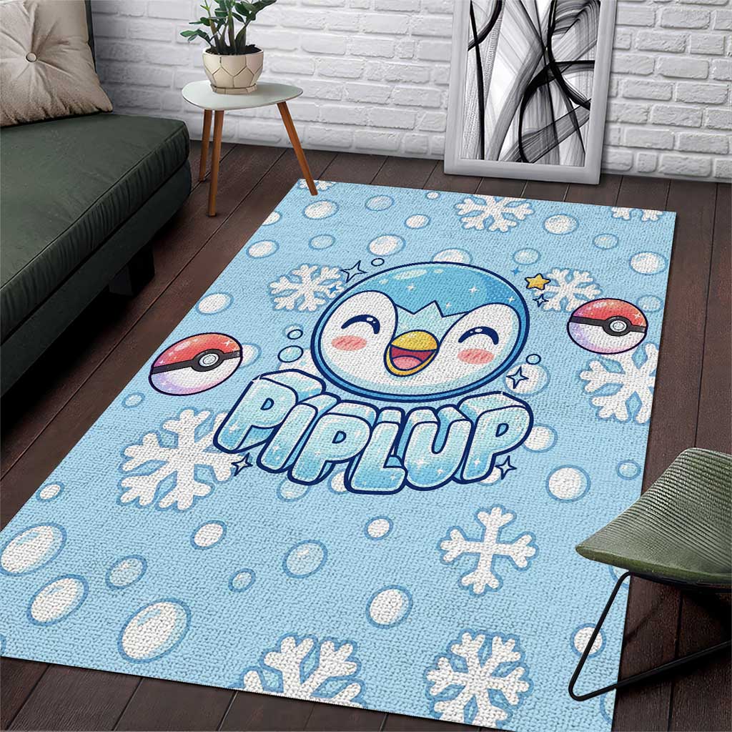 Piplup Area Rug Cute Winter Snowflake Art