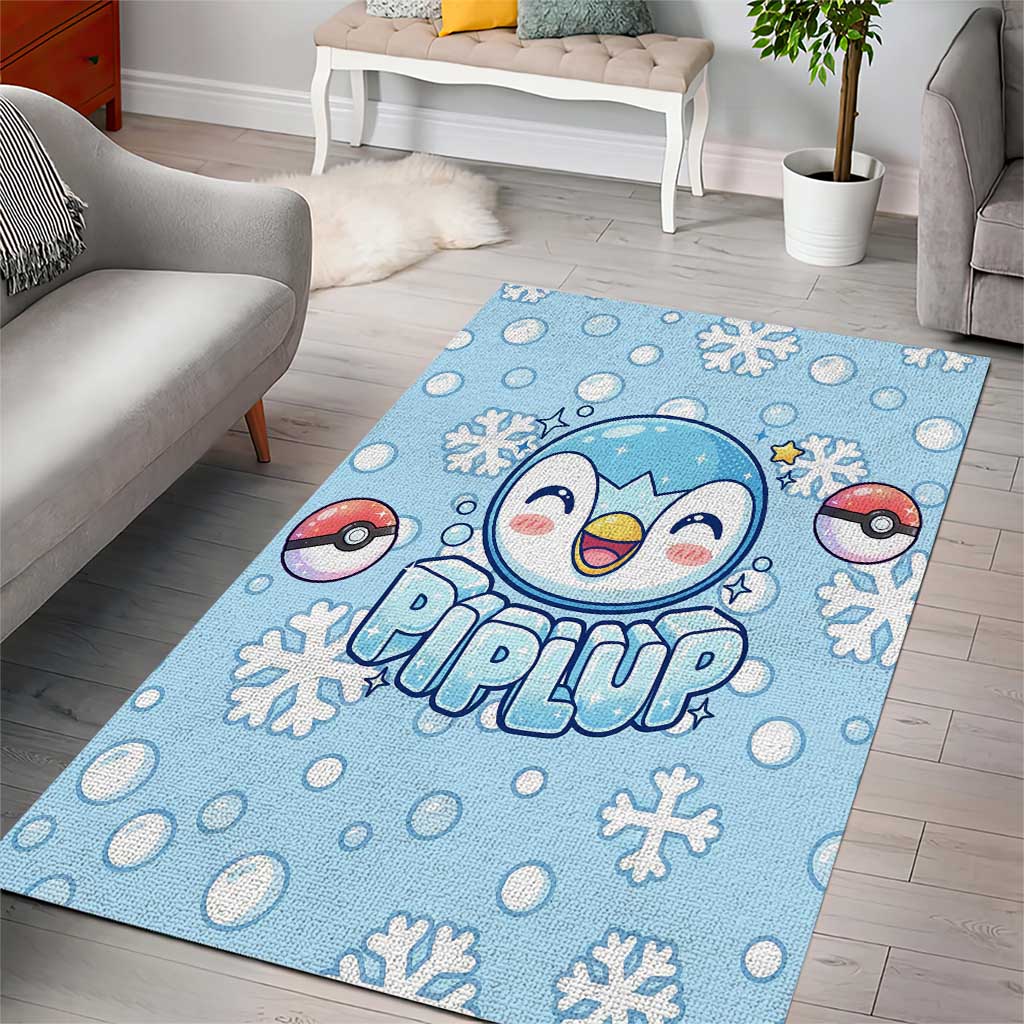 Piplup Area Rug Cute Winter Snowflake Art