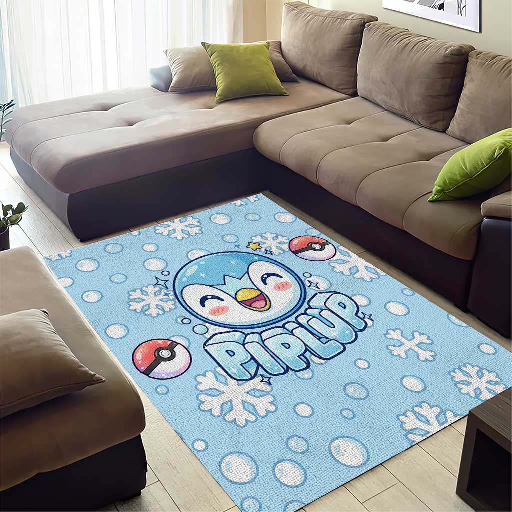 Piplup Area Rug Cute Winter Snowflake Art