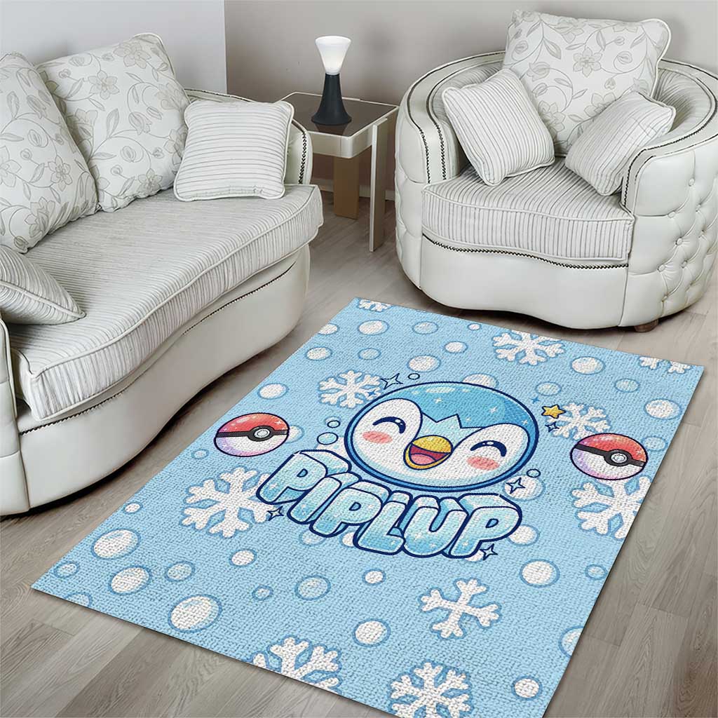 Piplup Area Rug Cute Winter Snowflake Art