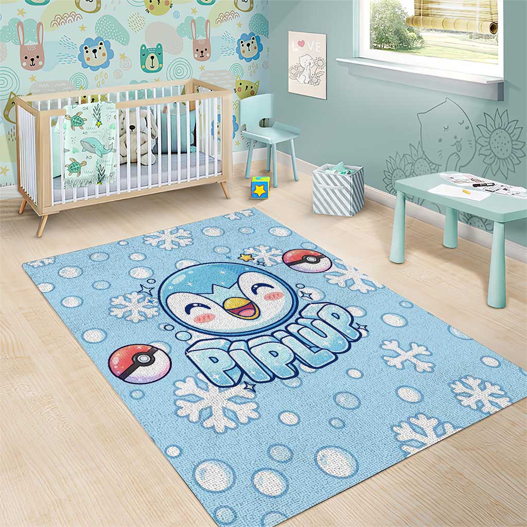 Piplup Area Rug Cute Winter Snowflake Art
