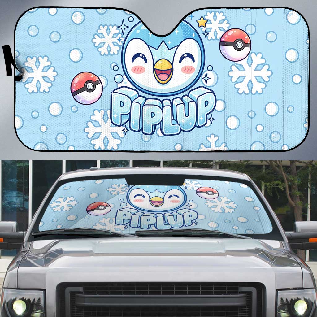 Piplup Auto Sun Shade Cute Winter Snowflake Art