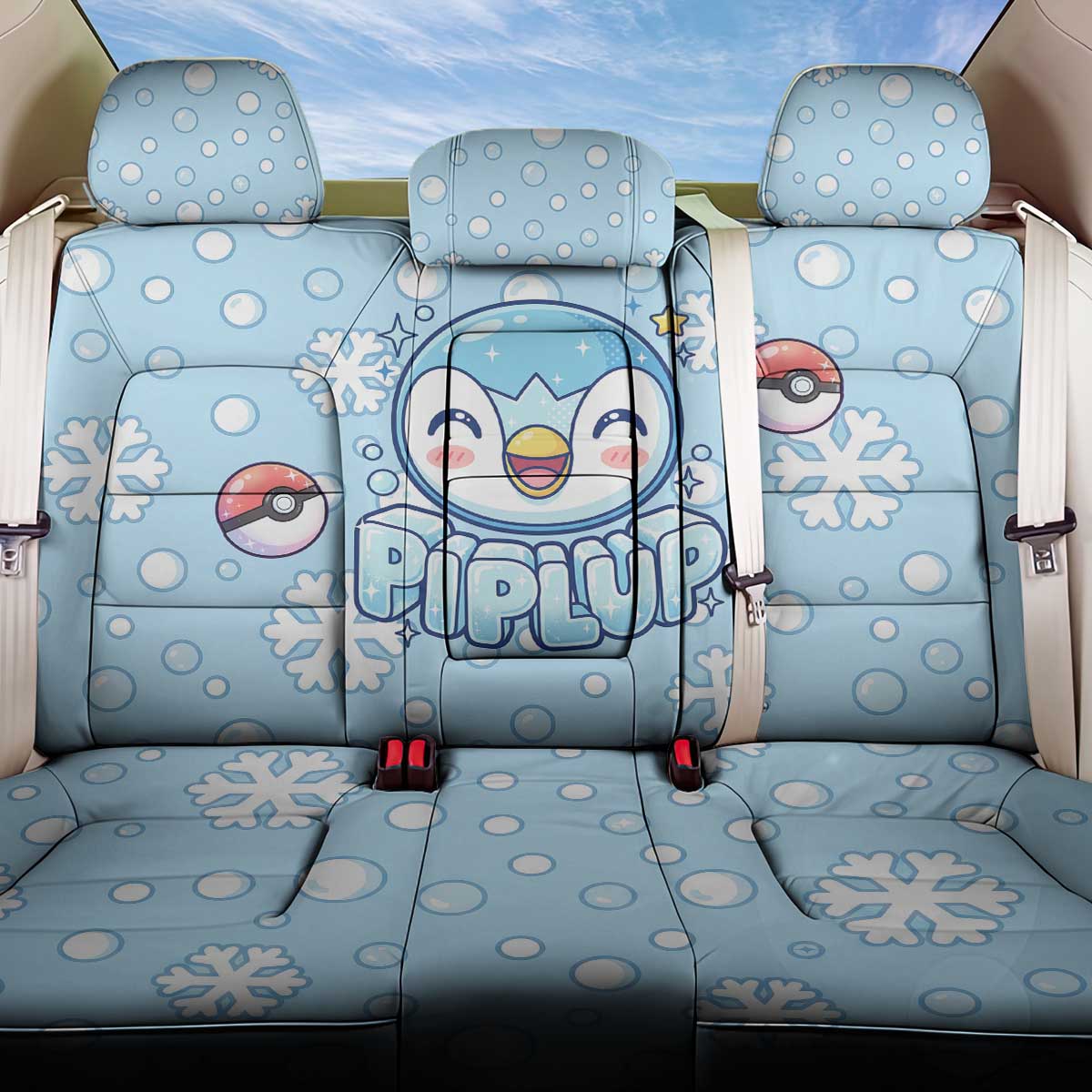 Piplup Back Car Seat Cover Cute Winter Snowflake Art