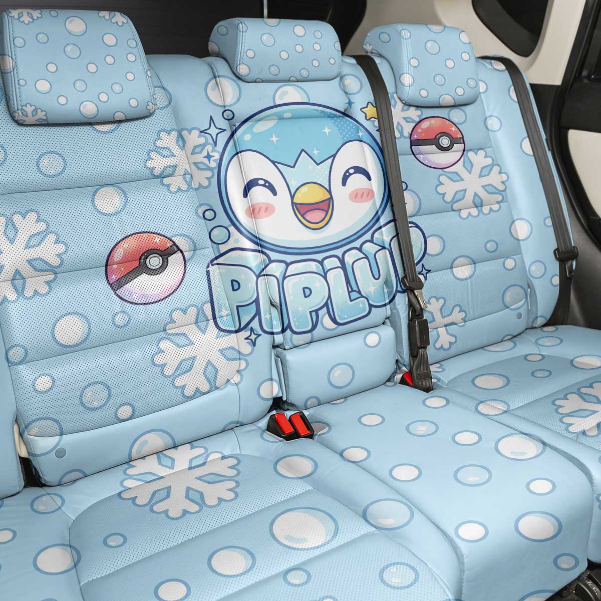 Piplup Back Car Seat Cover Cute Winter Snowflake Art