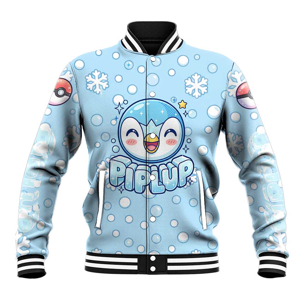 Piplup Baseball Jacket Cute Winter Snowflake Art