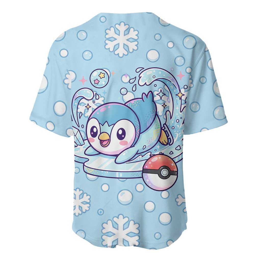 Piplup Baseball Jersey Cute Winter Snowflake Art