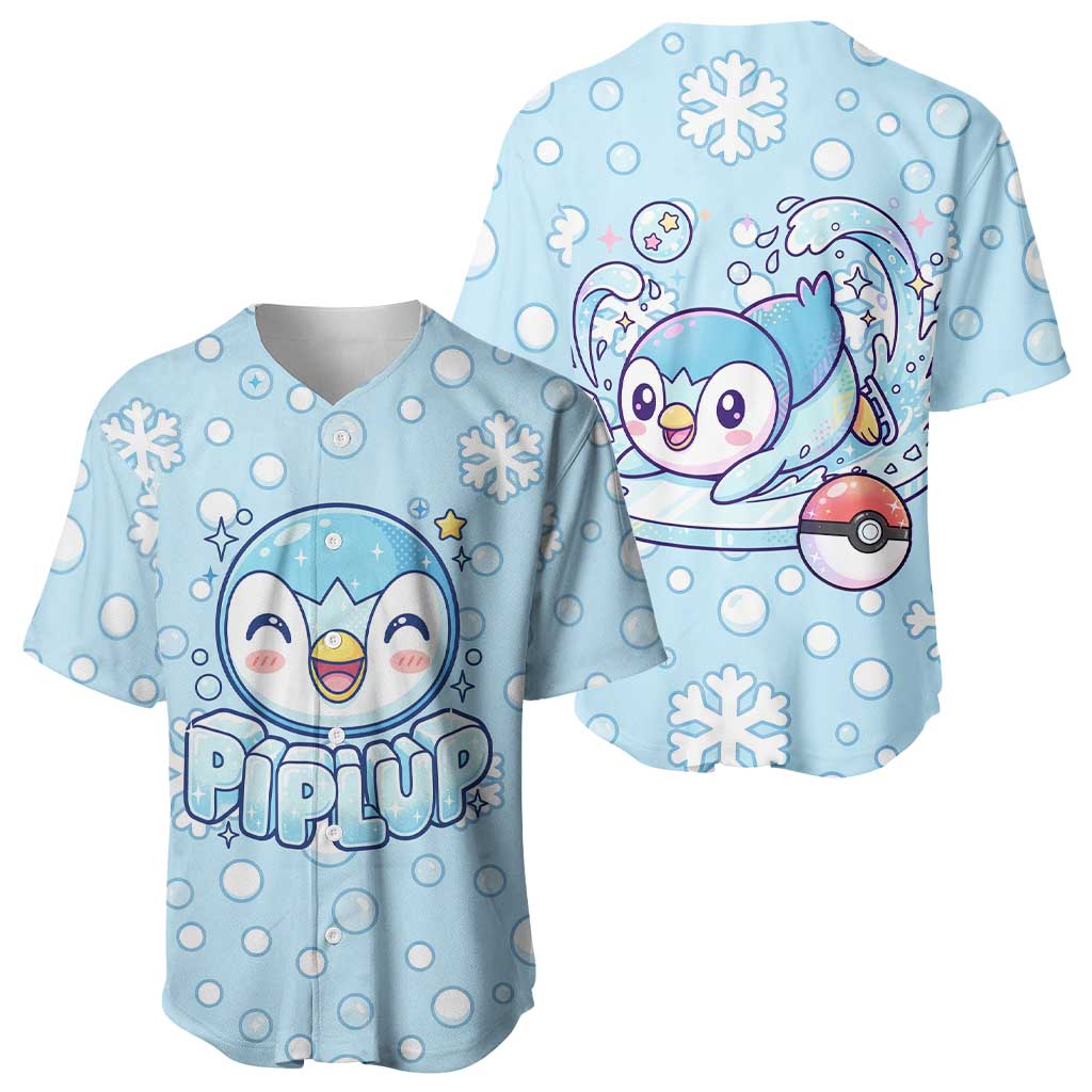 Piplup Baseball Jersey Cute Winter Snowflake Art