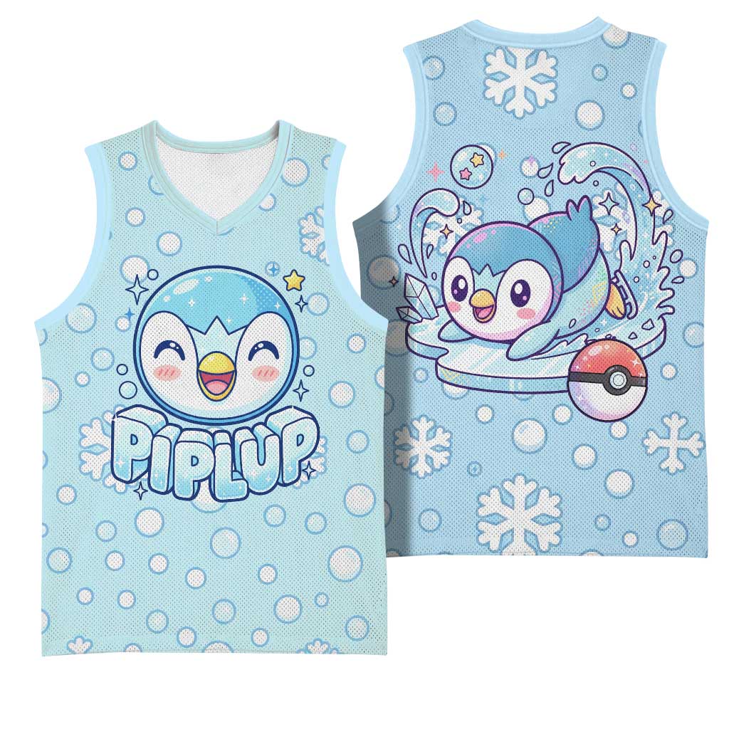 Piplup Basketball Jersey Cute Winter Snowflake Art