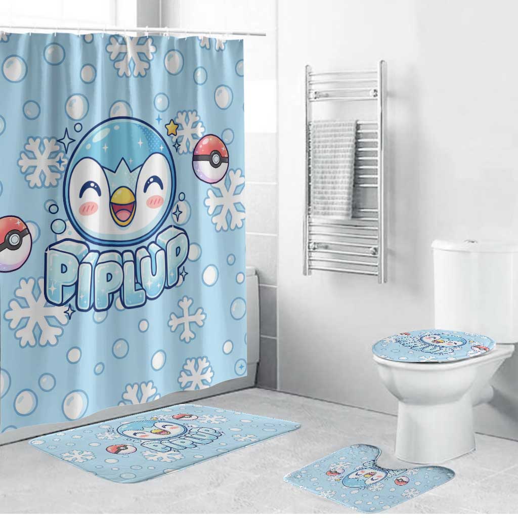 Piplup Bathroom Set Cute Winter Snowflake Art