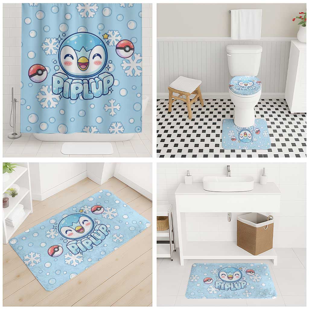 Piplup Bathroom Set Cute Winter Snowflake Art