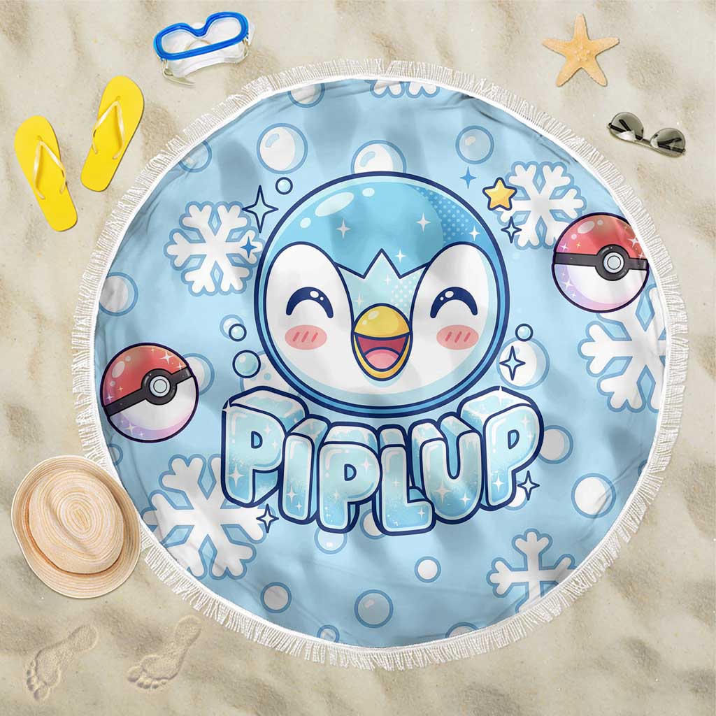 Piplup Beach Blanket Cute Winter Snowflake Art