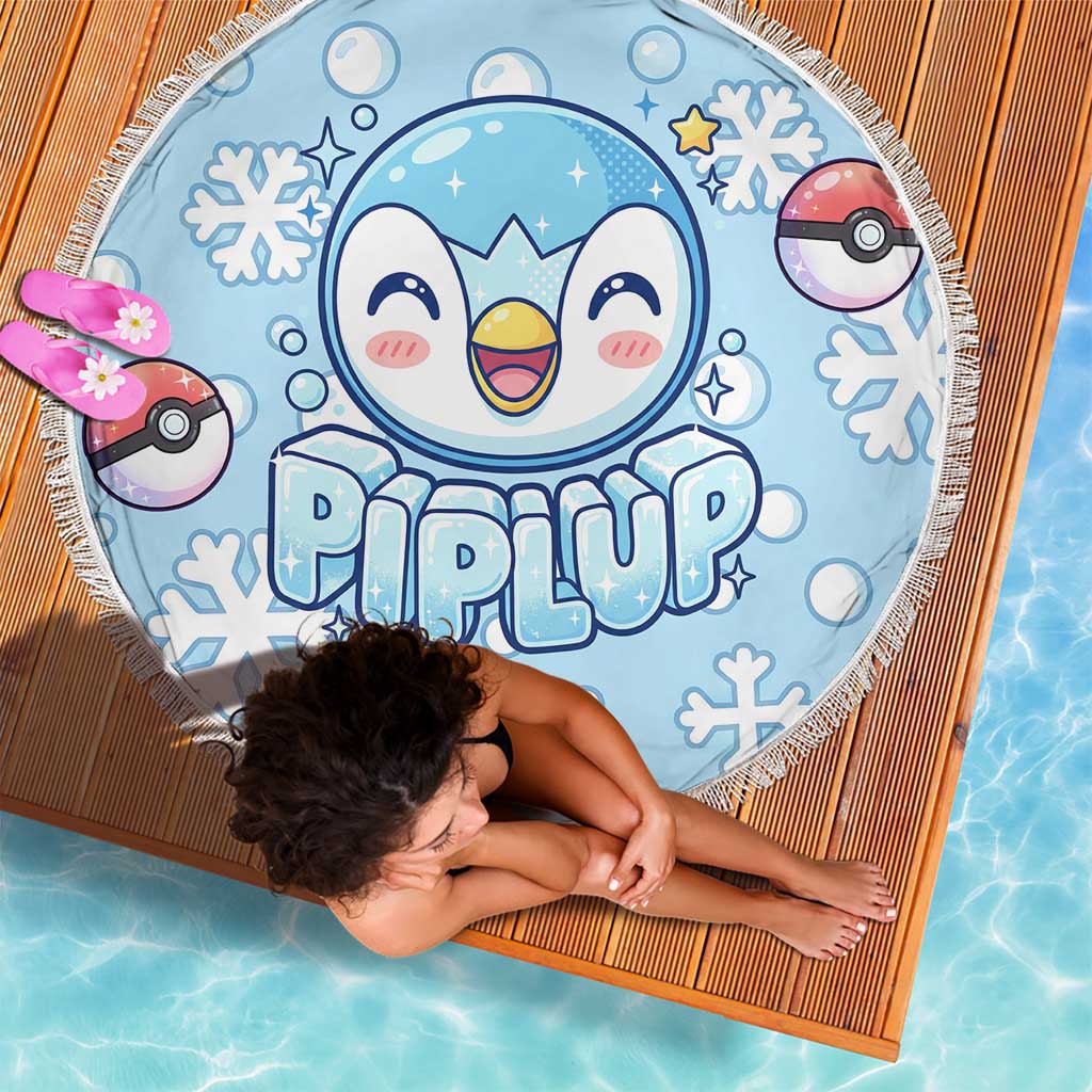 Piplup Beach Blanket Cute Winter Snowflake Art