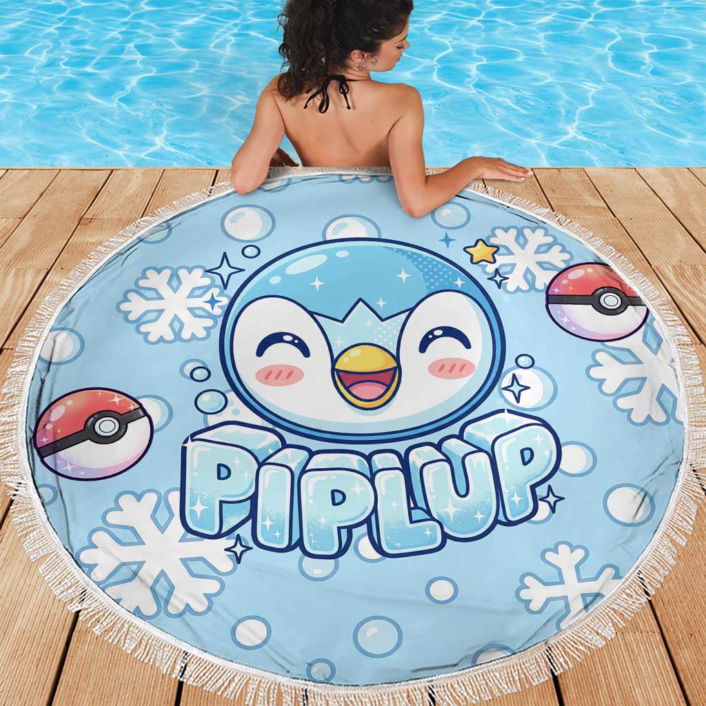 Piplup Beach Blanket Cute Winter Snowflake Art