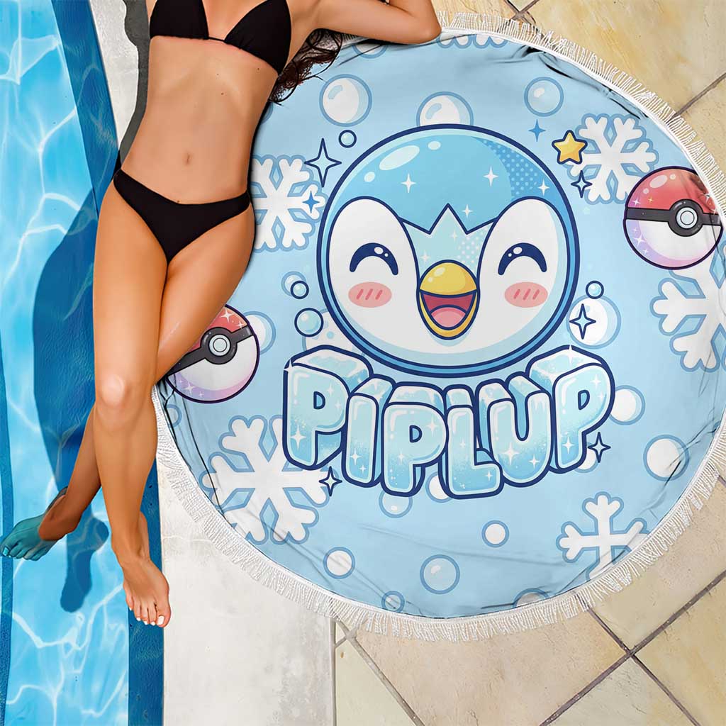 Piplup Beach Blanket Cute Winter Snowflake Art