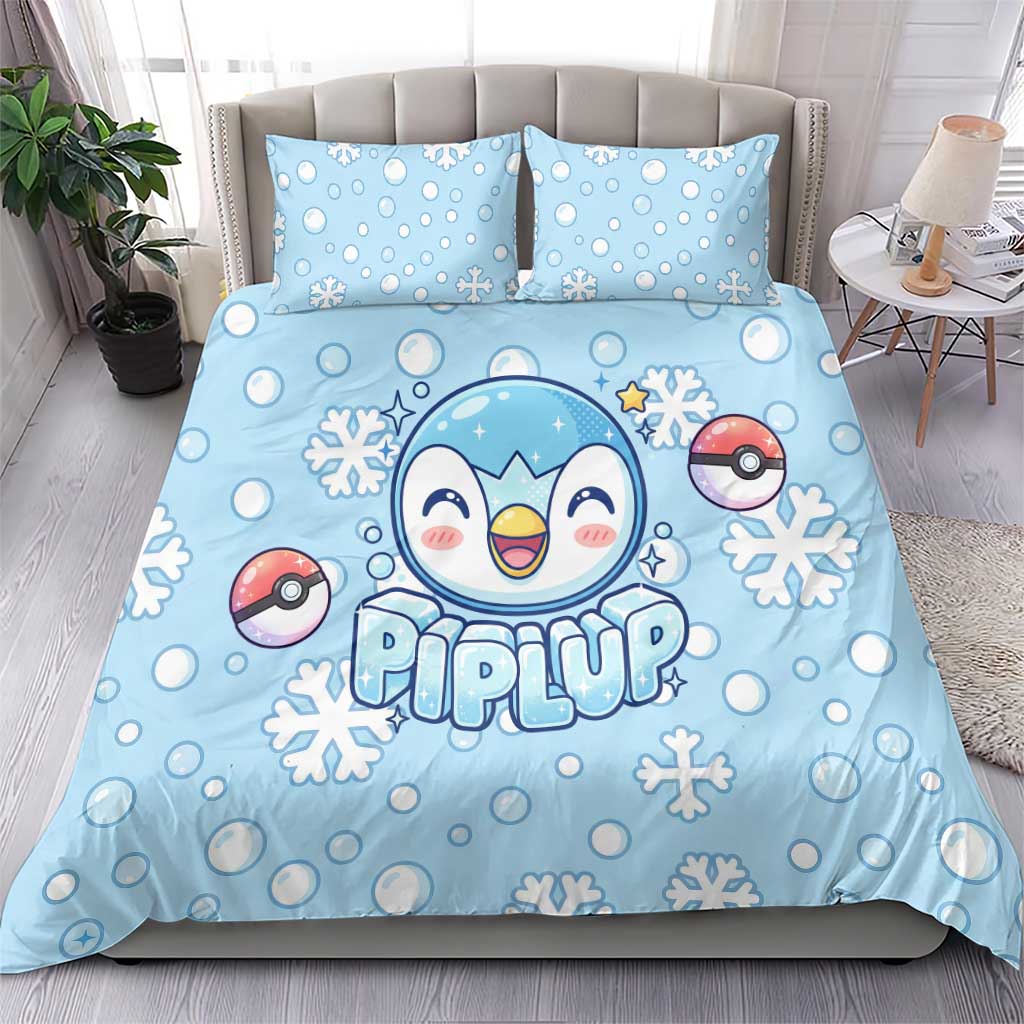 Piplup Bedding Set Cute Winter Snowflake Art