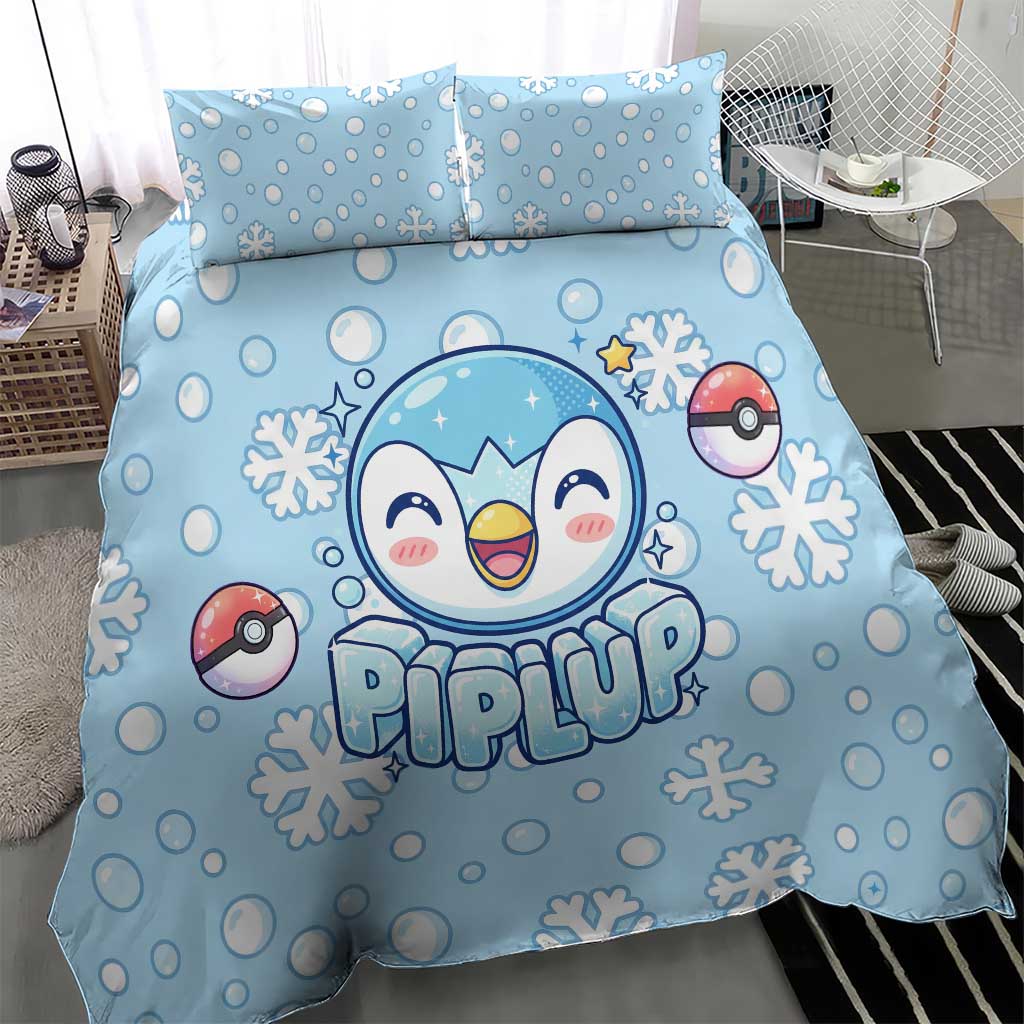 Piplup Bedding Set Cute Winter Snowflake Art