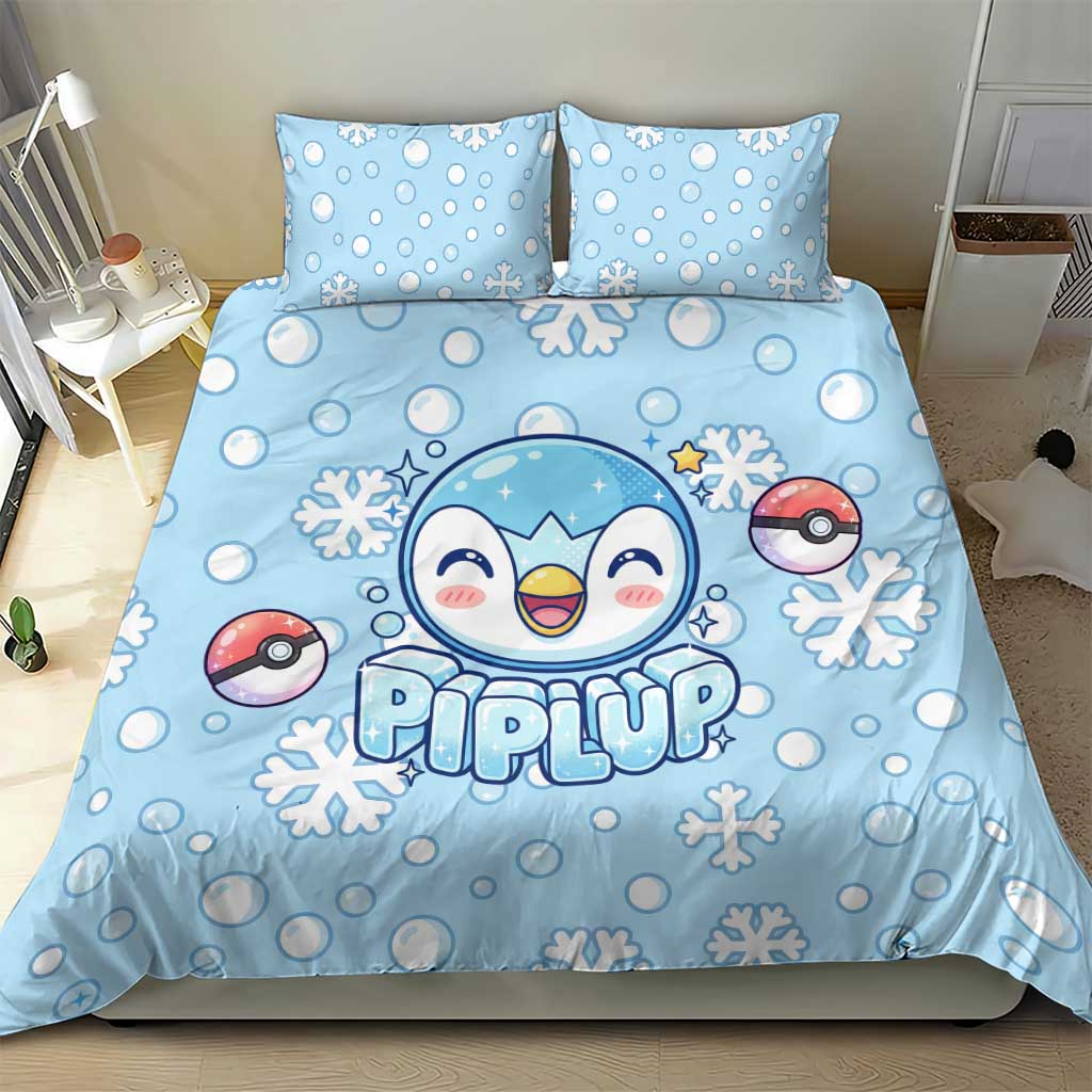 Piplup Bedding Set Cute Winter Snowflake Art