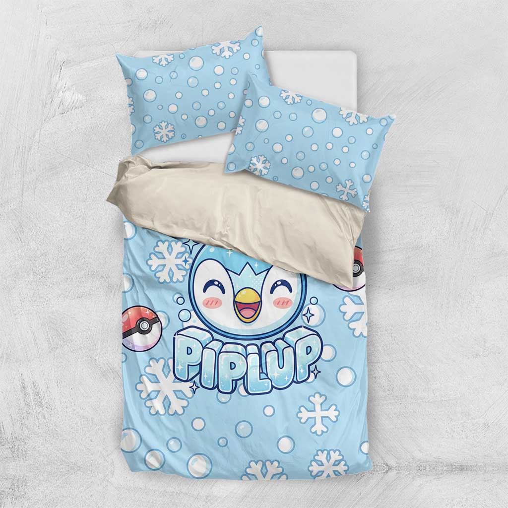 Piplup Bedding Set Cute Winter Snowflake Art