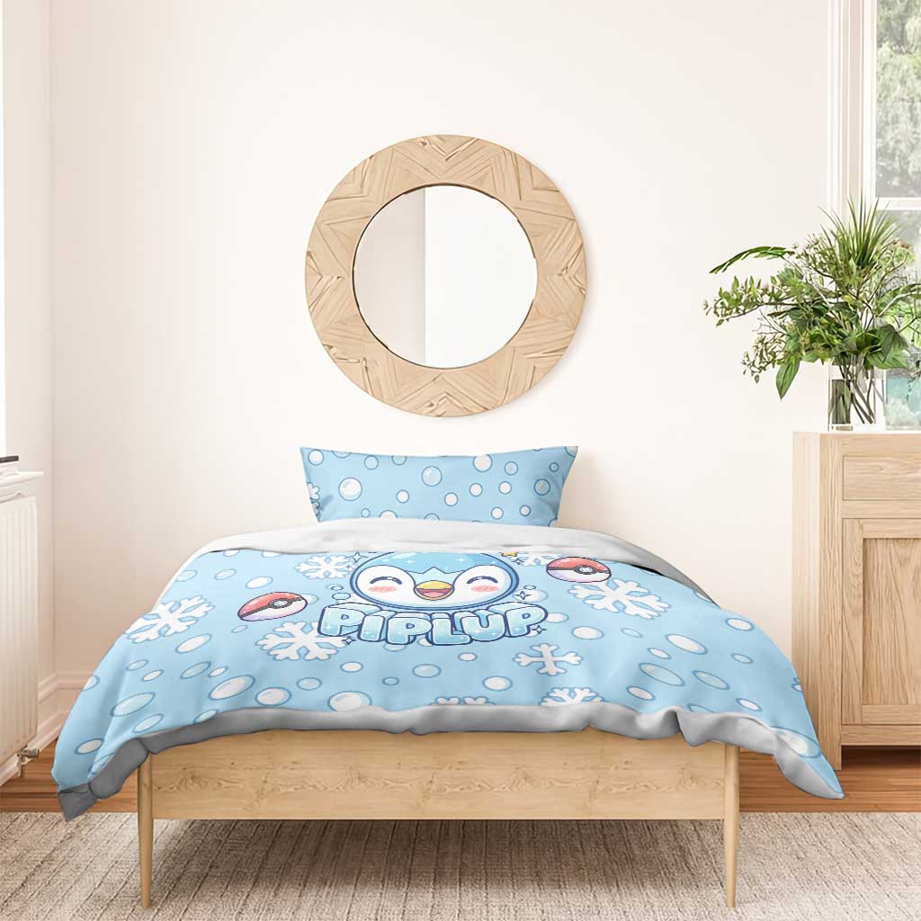 Piplup Bedding Set Cute Winter Snowflake Art