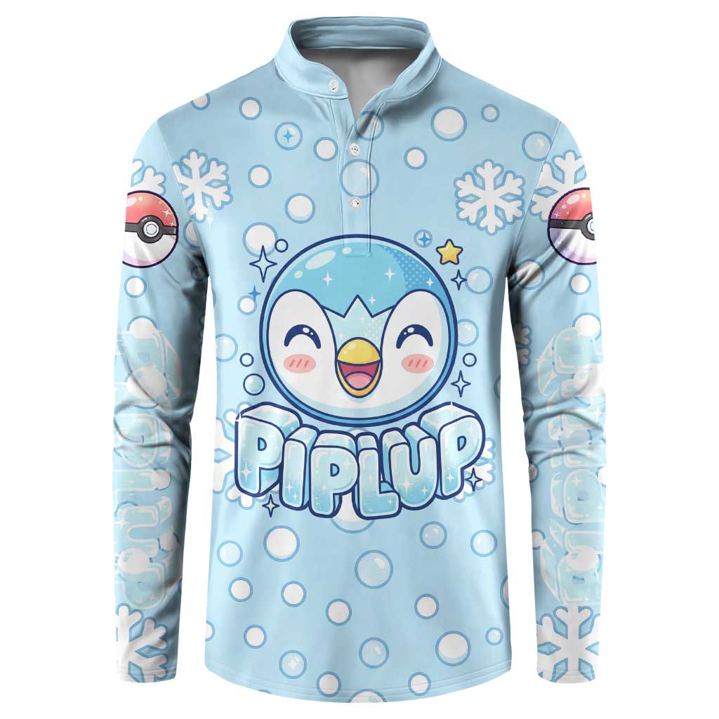 Piplup Button Sweatshirt Cute Winter Snowflake Art