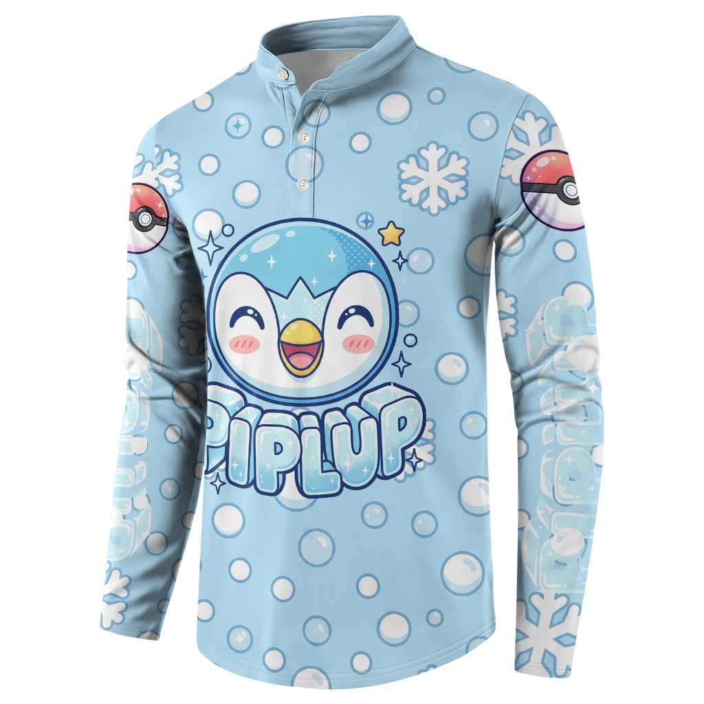 Piplup Button Sweatshirt Cute Winter Snowflake Art