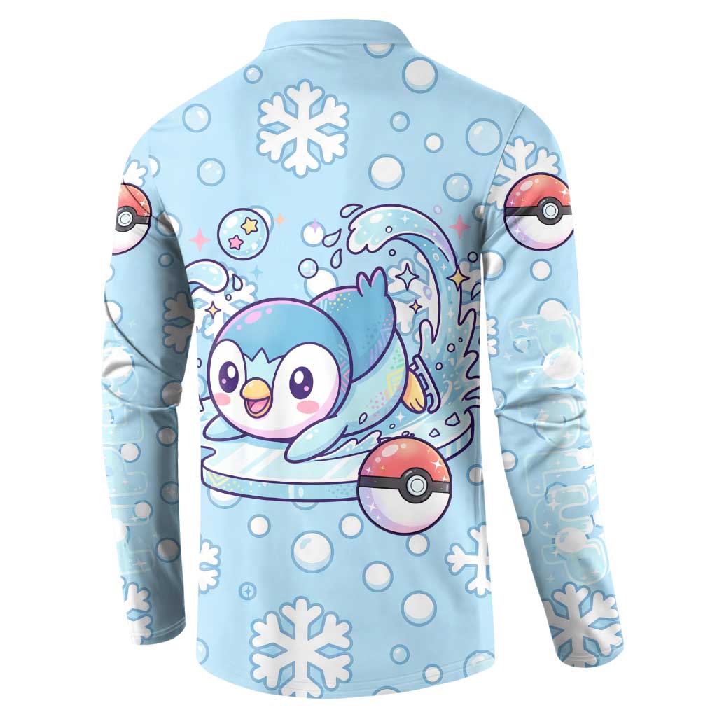 Piplup Button Sweatshirt Cute Winter Snowflake Art