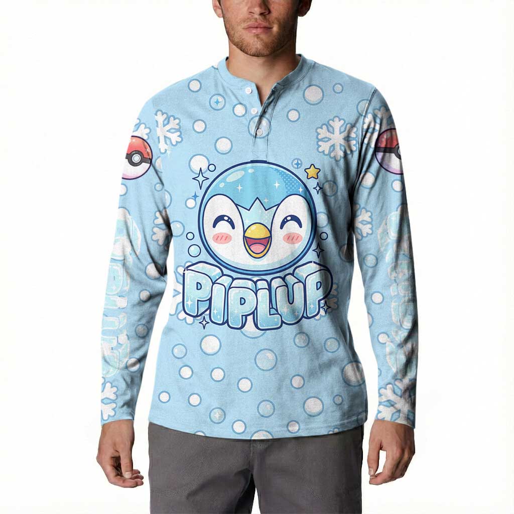 Piplup Button Sweatshirt Cute Winter Snowflake Art