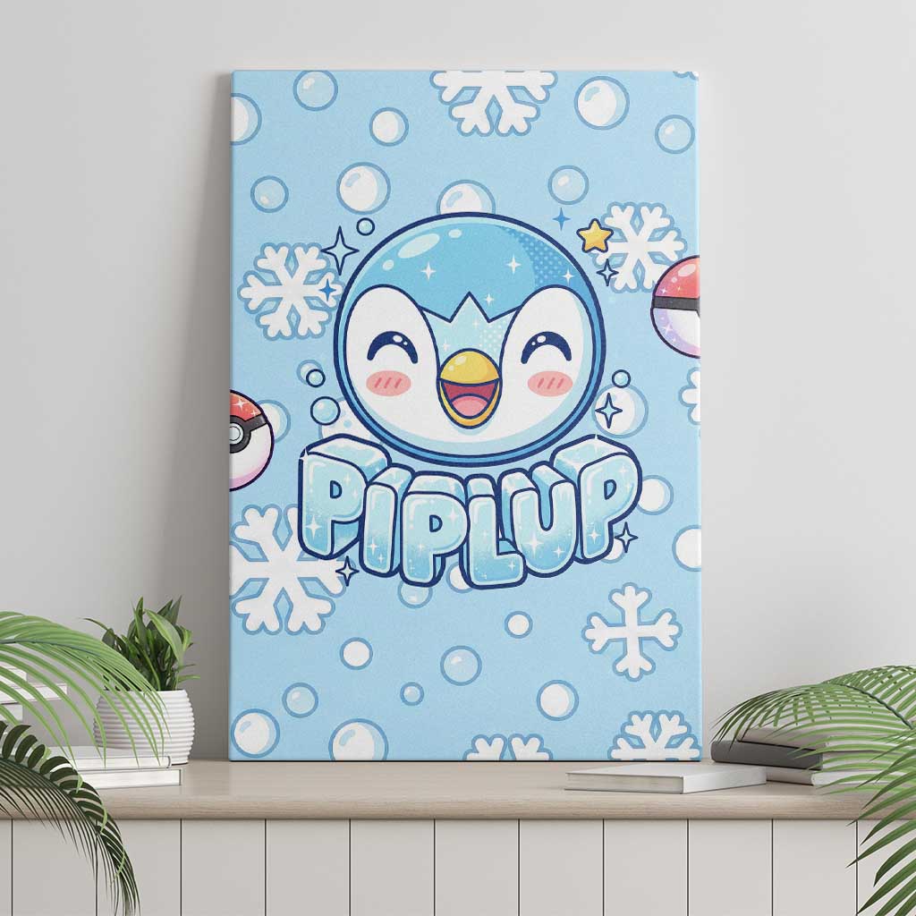 Piplup Canvas Wall Art Cute Winter Snowflake Art