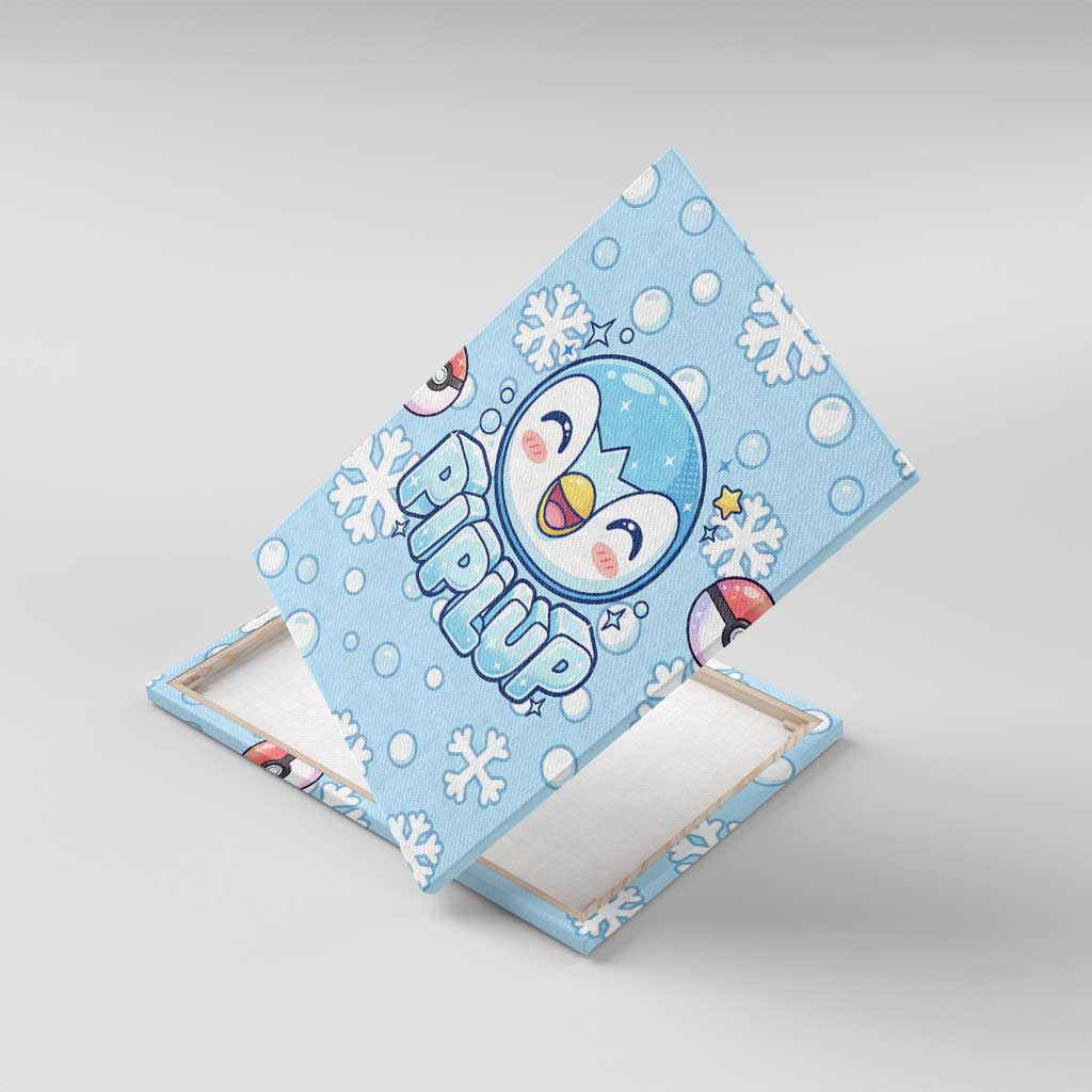 Piplup Canvas Wall Art Cute Winter Snowflake Art